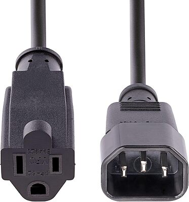 StarTech.com IEC 320 C14 to NEMA 5-15R Power Extension Cord, 18AWG 125V/10A