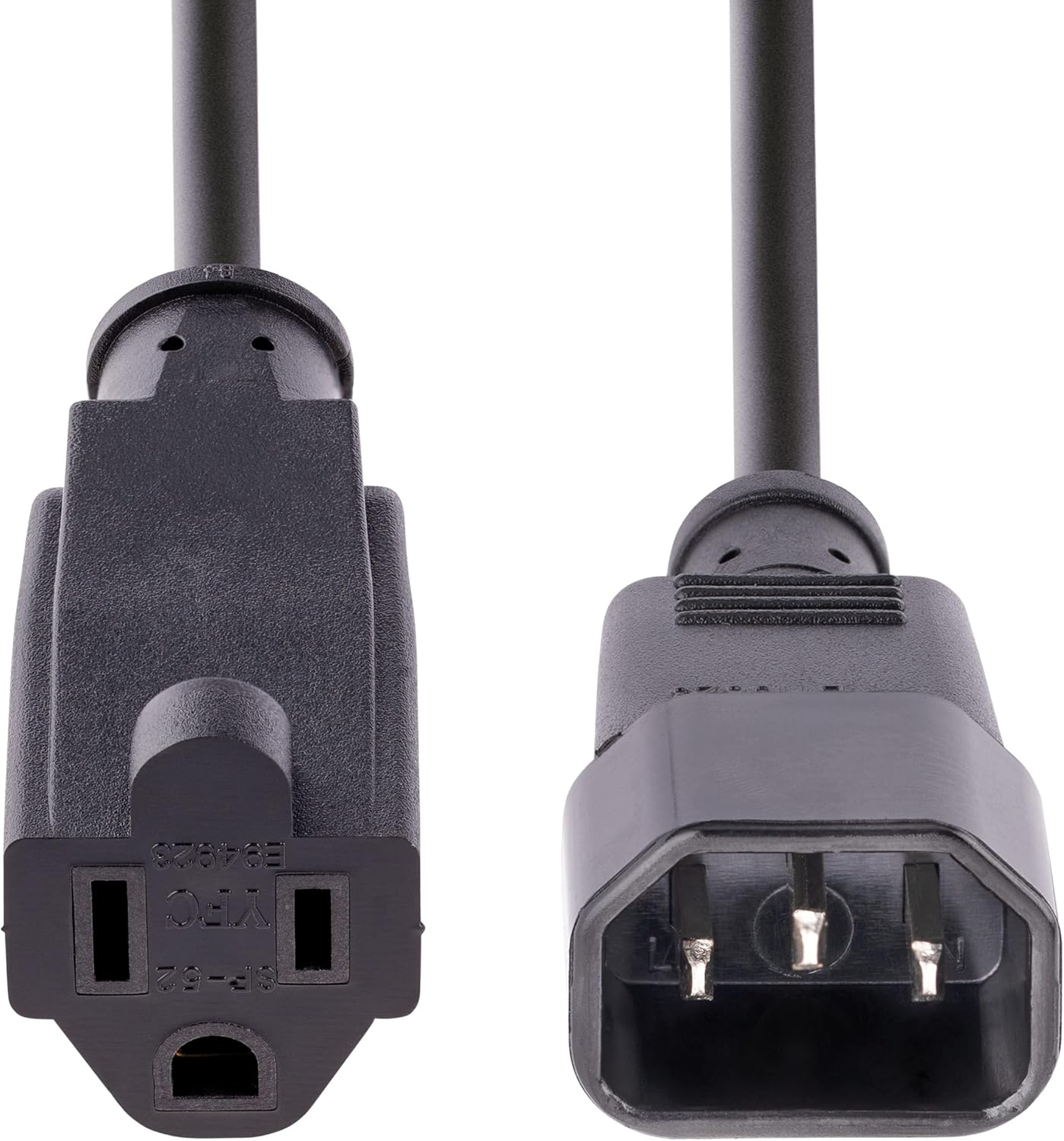 StarTech.com IEC 320 C14 to NEMA 5-15R Power Extension Cord, 18AWG 125V/10A