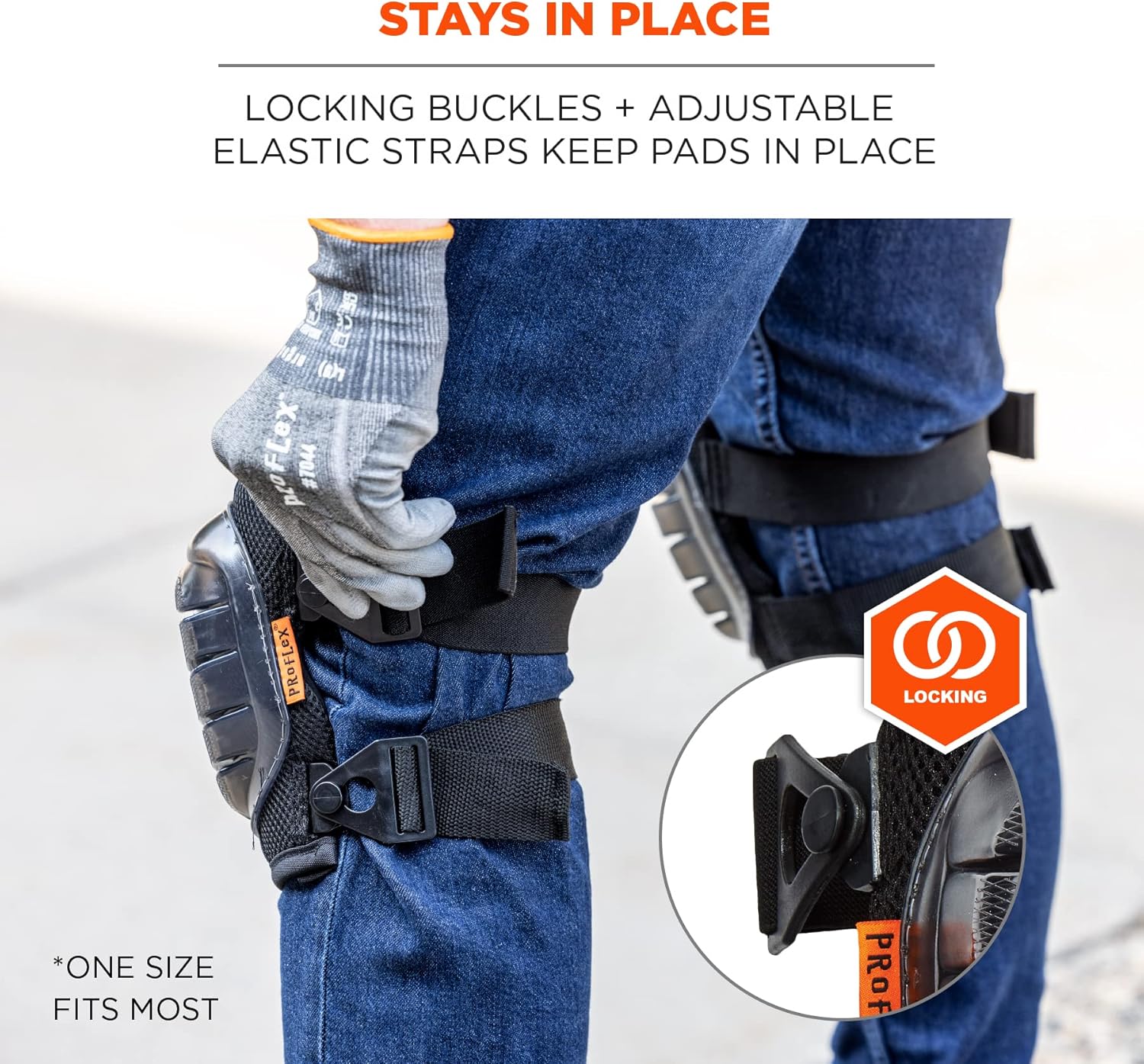 Ergodyne ProFlex 357 Professional Knee Pads, Protective Short Cap, Lightweight Gel Padded Technology, Adjustable Straps