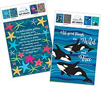 Barker Creek Art Prints Set of 8, Set of Inspirational Art Prints with a Motivational Theme from Barker Creek's Kai Ola and Sea & Sky Collection, 8" x 10", Suitable for Framing, Set of 8 (4188)