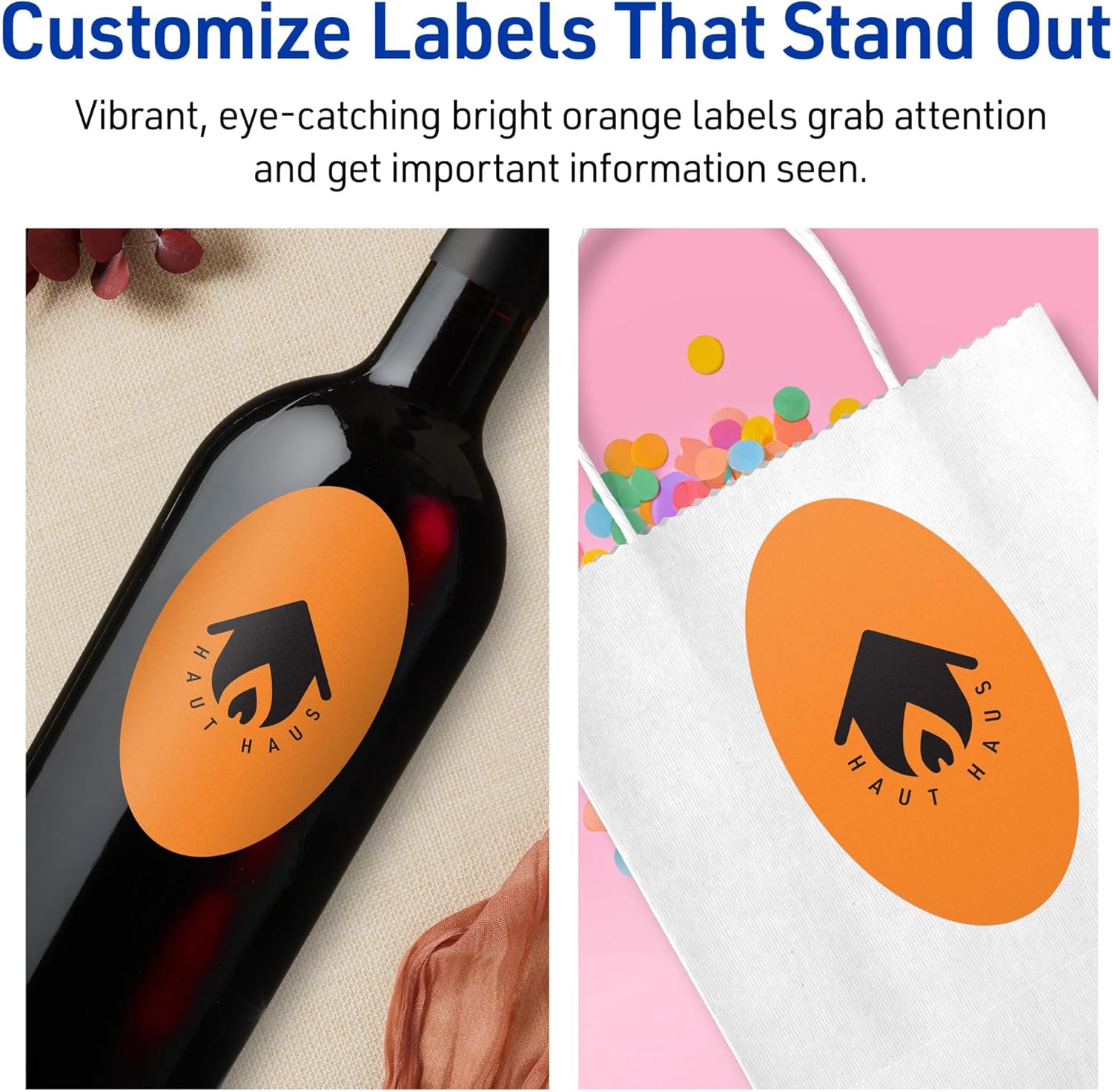 Avery Printable Oval Labels, Sure Feed Technology, 4" x 6", Bright Orange, Print-to-the-Edge, Laser/Inkjet