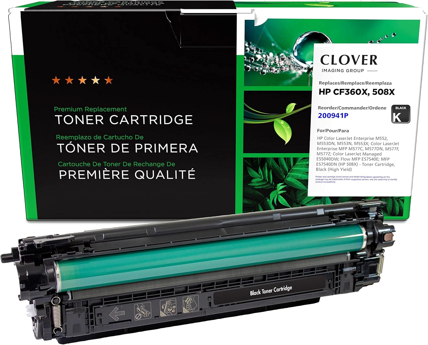 Clover Remanufactured High Yield Toner Cartridge Replacement for HP CF360X (HP 508X) | Black