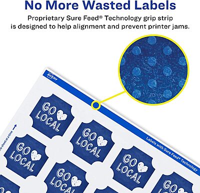 Avery Matte White Square Scalloped Labels, Sure Feed Technology, 1-5/8" x 1-5/8"