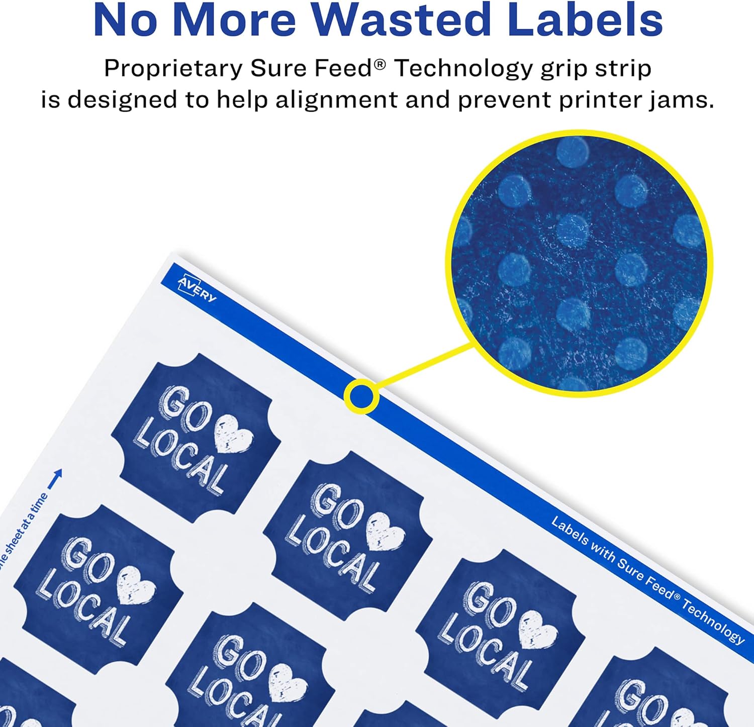 Avery Matte White Square Scalloped Labels, Sure Feed Technology, 1-5/8" x 1-5/8"