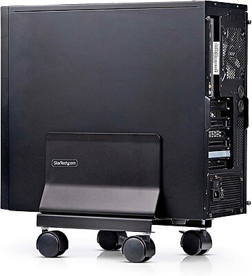 StarTech.com Computer Tower Cart, Rolling Mobile CPU Caddy on Wheels, Max Load 46.3lb/21kg, Adjustable Desktop Case Mount