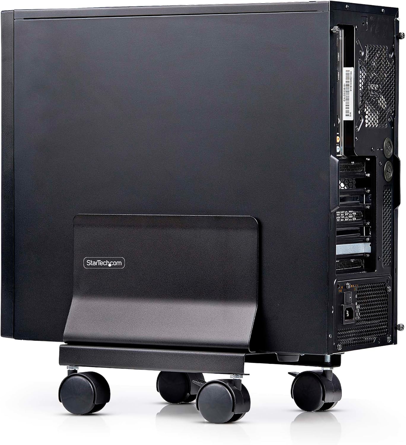 StarTech.com Computer Tower Cart, Rolling Mobile CPU Caddy on Wheels, Max Load 46.3lb/21kg, Adjustable Desktop Case Mount