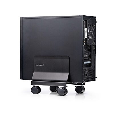 StarTech.com Computer Tower Cart, Rolling Mobile CPU Caddy on Wheels, Max Load 46.3lb/21kg, Adjustable Desktop Case Mount