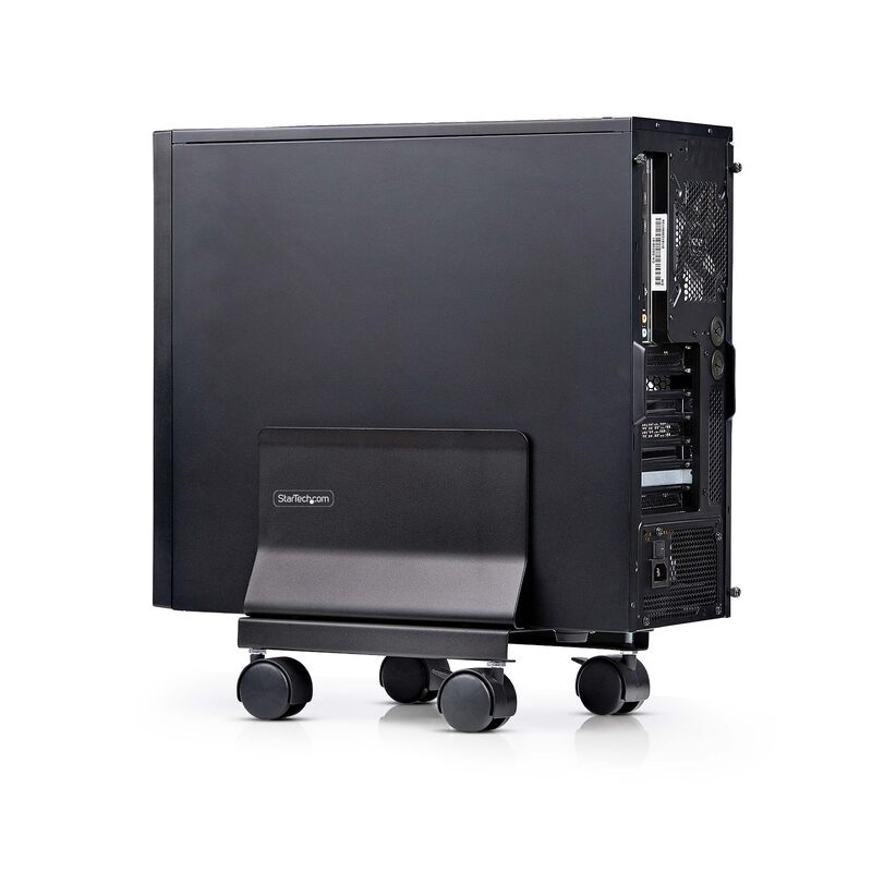StarTech.com Computer Tower Cart, Rolling Mobile CPU Caddy on Wheels, Max Load 46.3lb/21kg, Adjustable Desktop Case Mount