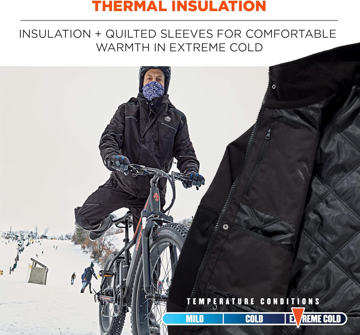 ERGODYNE N-FERNO 6467 Winter Work Jacket, Workwear Outerwear, Thermal Insulation, Removable Hood