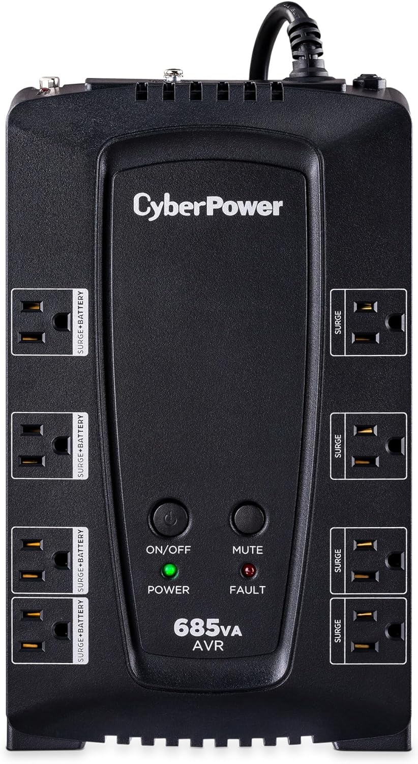 CyberPower CP685AVRG AVR UPS Battery Backup and Surge Protector, 685VA/390W, 8 Outlets, Compact