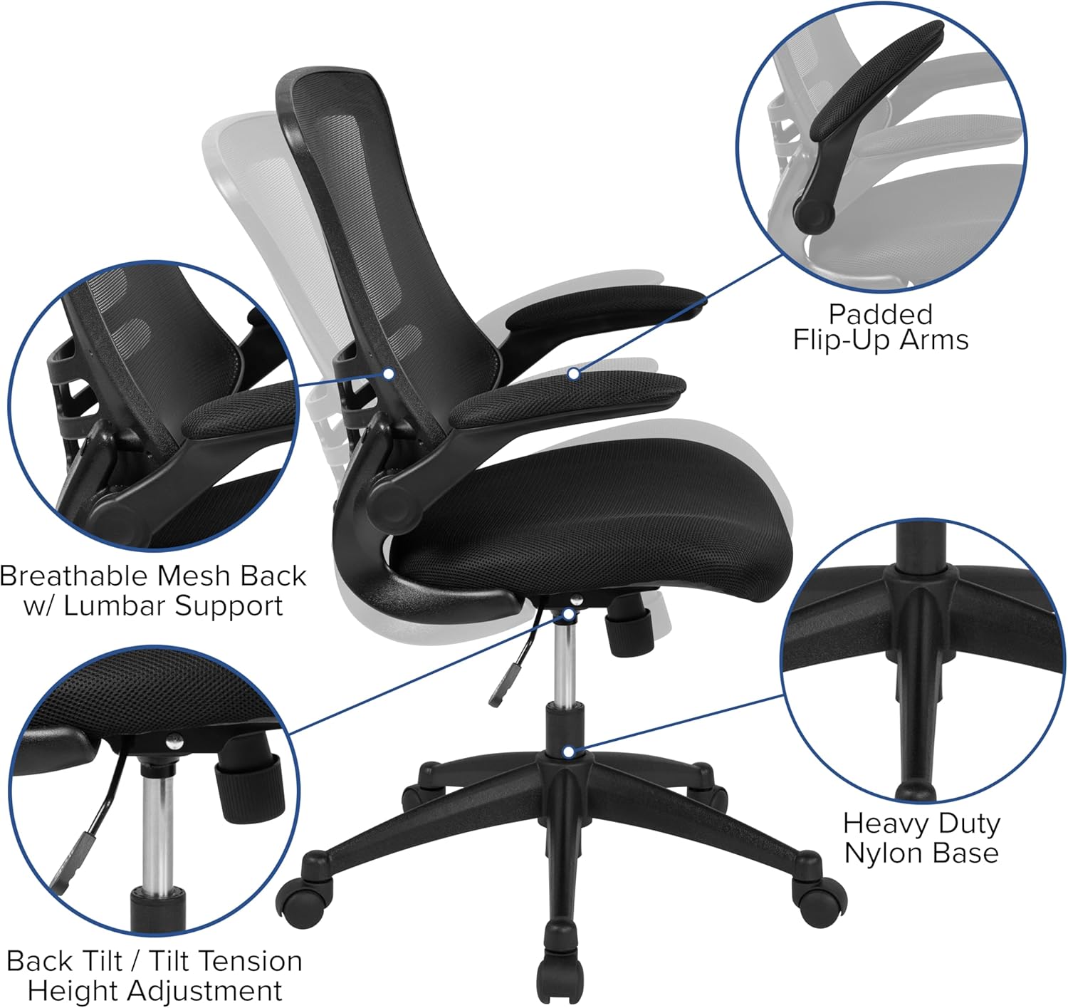 Flash Furniture Kelista Mid-Back Mesh Swivel Office Chair