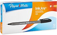Paper Mate InkJoy 100ST Ballpoint Pen, Capped, Black, 12-Pack