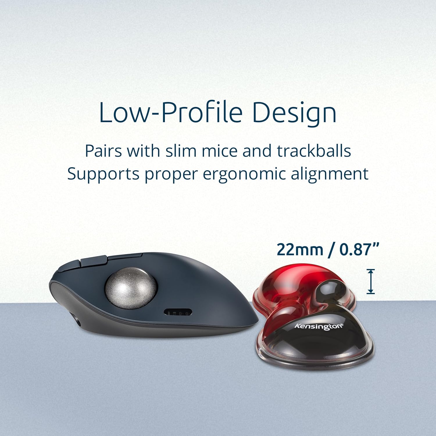 Kensington Slim Duo Gel Wrist Rest for Low-Profile Keyboards, Mice & Trackballs