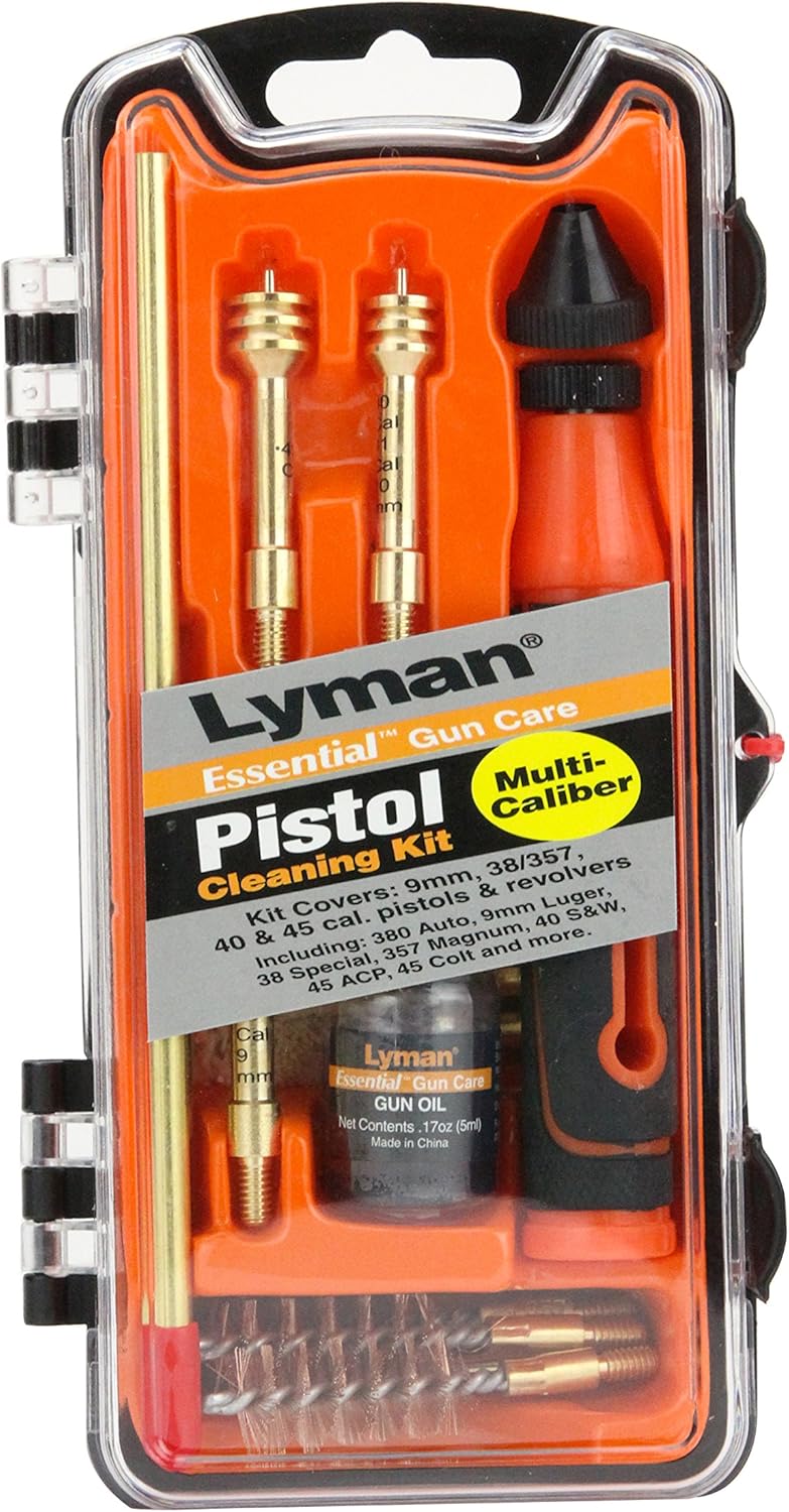 Lyman Multi Caliber Pistol Cleaning Kit 9mm, 40Cal, 45ACP 3 Caliber Pistol Cleaning Kit 9mm, 40Cal, 45ACP,Orange