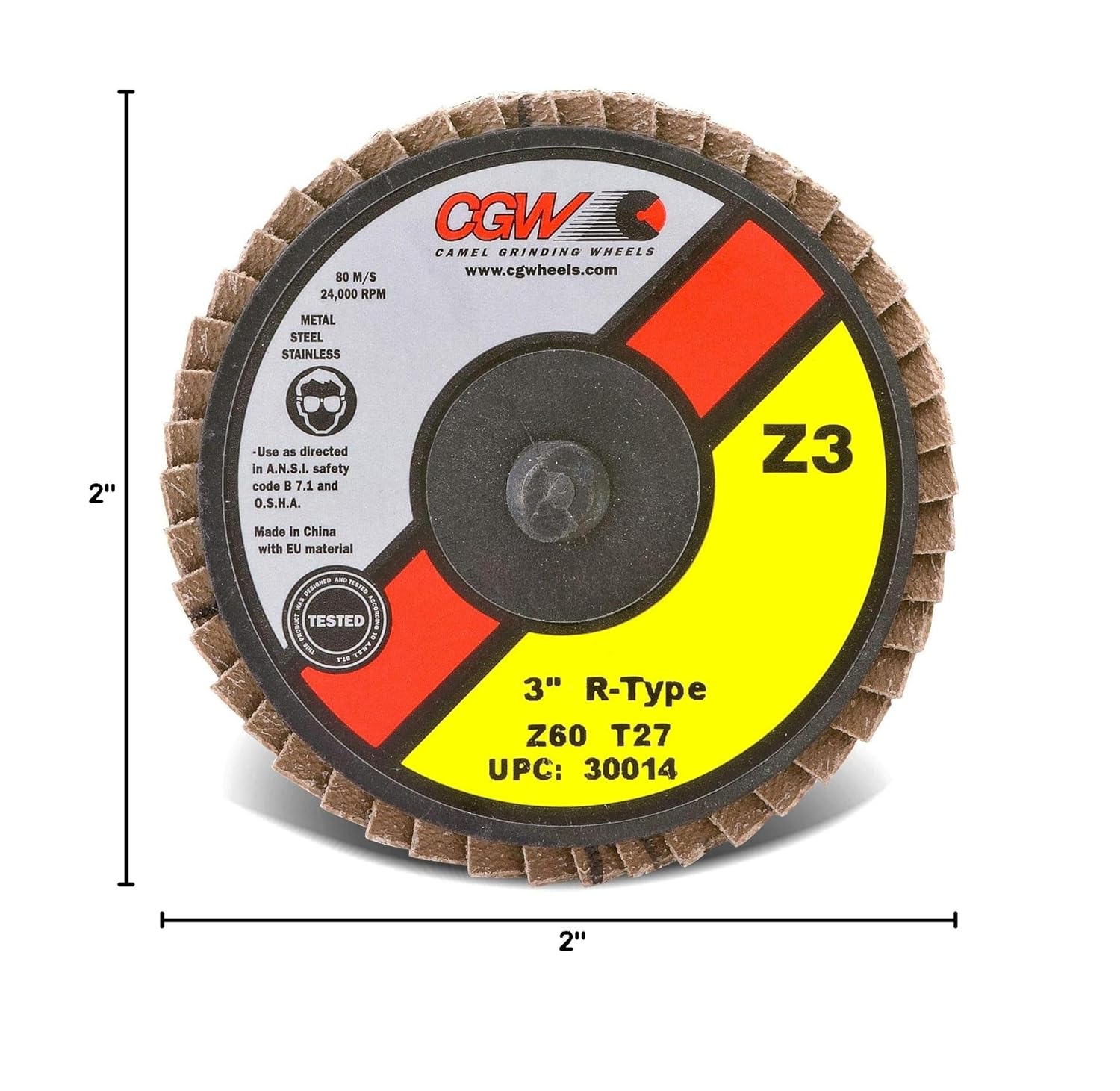 Flap Discs, Mini, Zirconia, Quick Change, Type R - 2" roloc-type t27 zir reg 40 grit flap disc [Set of 10]