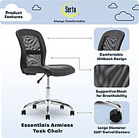 Serta Essentials Mid-Back Computer Chair, Faux Leather and Mesh