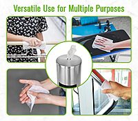 Alpine Stainless Steel Disinfecting Wipes Dispenser Floor Stand - Large Capacity Gym Wipes Dispenser with Trash Can, Smudge Resistant Coating Sanitizing Stand - Disinfectant Wipes Container Included