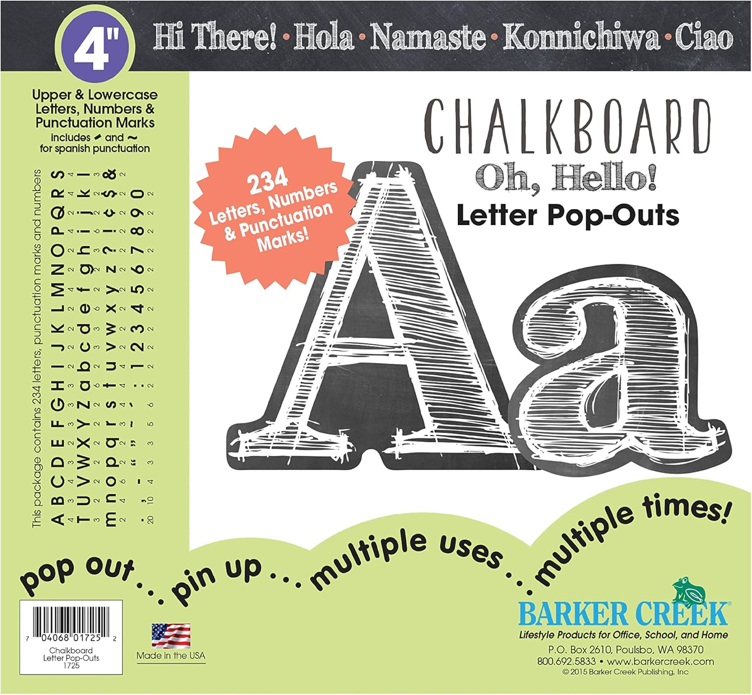 Barker Creek 4" Letter Pop-Outs, Die-Cut Letters, Numbers & Punctuation