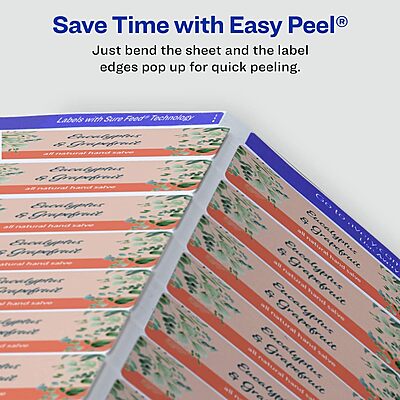 Avery Matte White Rectangle Labels, Sure Feed Technology, 1.25" x 3.75"