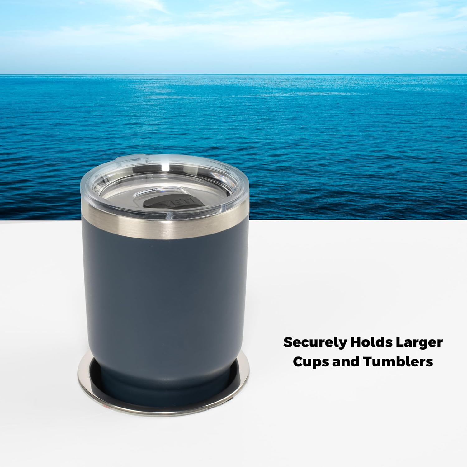 Whitecap Industries S-3511C Stainless Steel Flush Drink Holder - 3-7/8" Cutout, 2-1/4" to 3-1/8" Depth