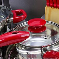 MegaChef 22 Piece Cookware Combo Set in Red