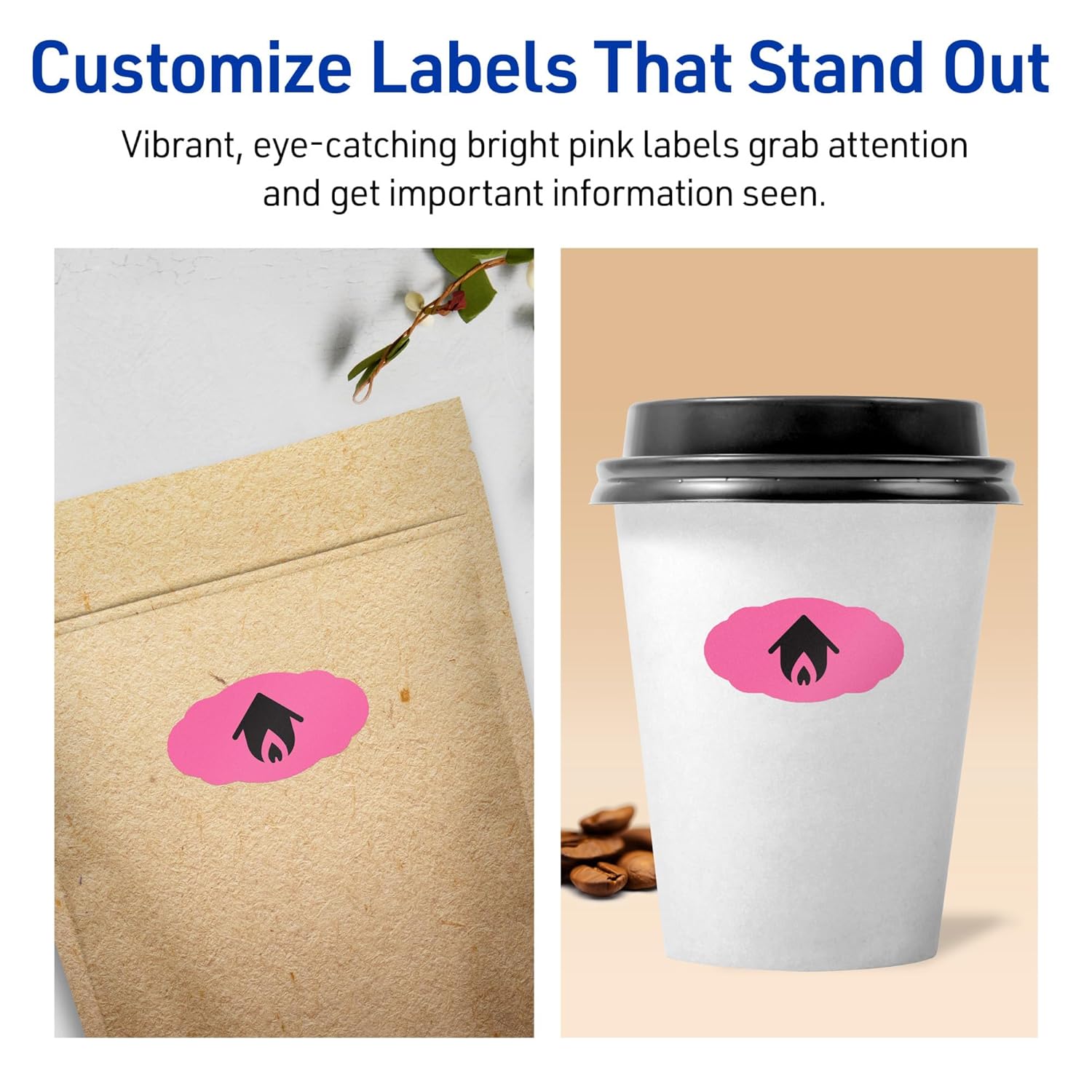 Avery Printable Oval Scalloped Labels, Sure Feed Technology, 1-1/8" x 2-1/4", Bright Pink, Print-to-the-Edge