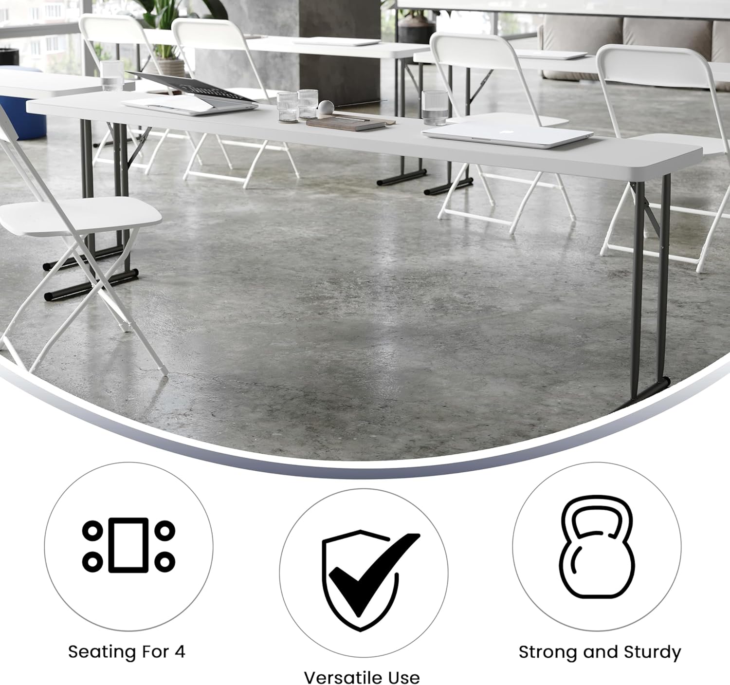 FLASH FURNITURE Plastic Folding Training and Event Table, Rectangular