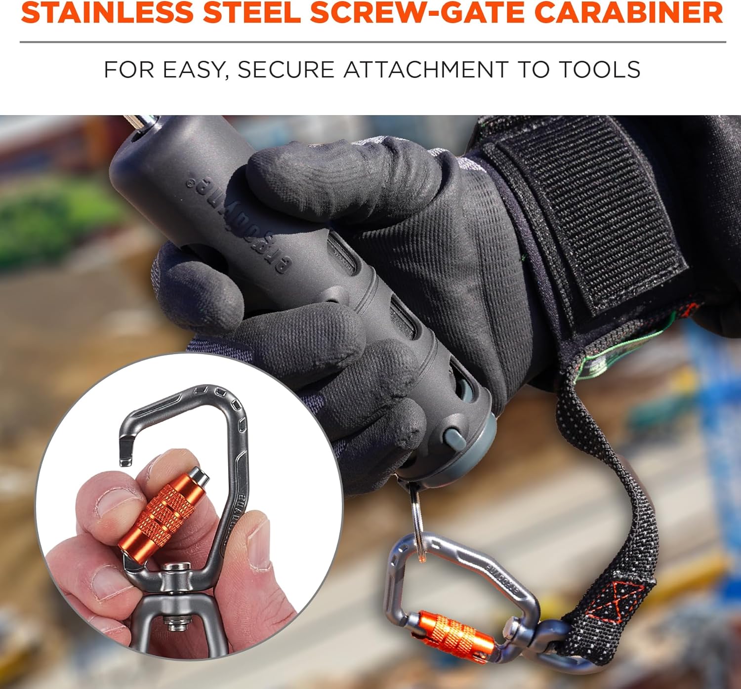 Ergodyne Squids 3122 Wrist Tool Lanyard, Carabiner Tool Tethering Attachment, Tool Weight Rating 5lbs