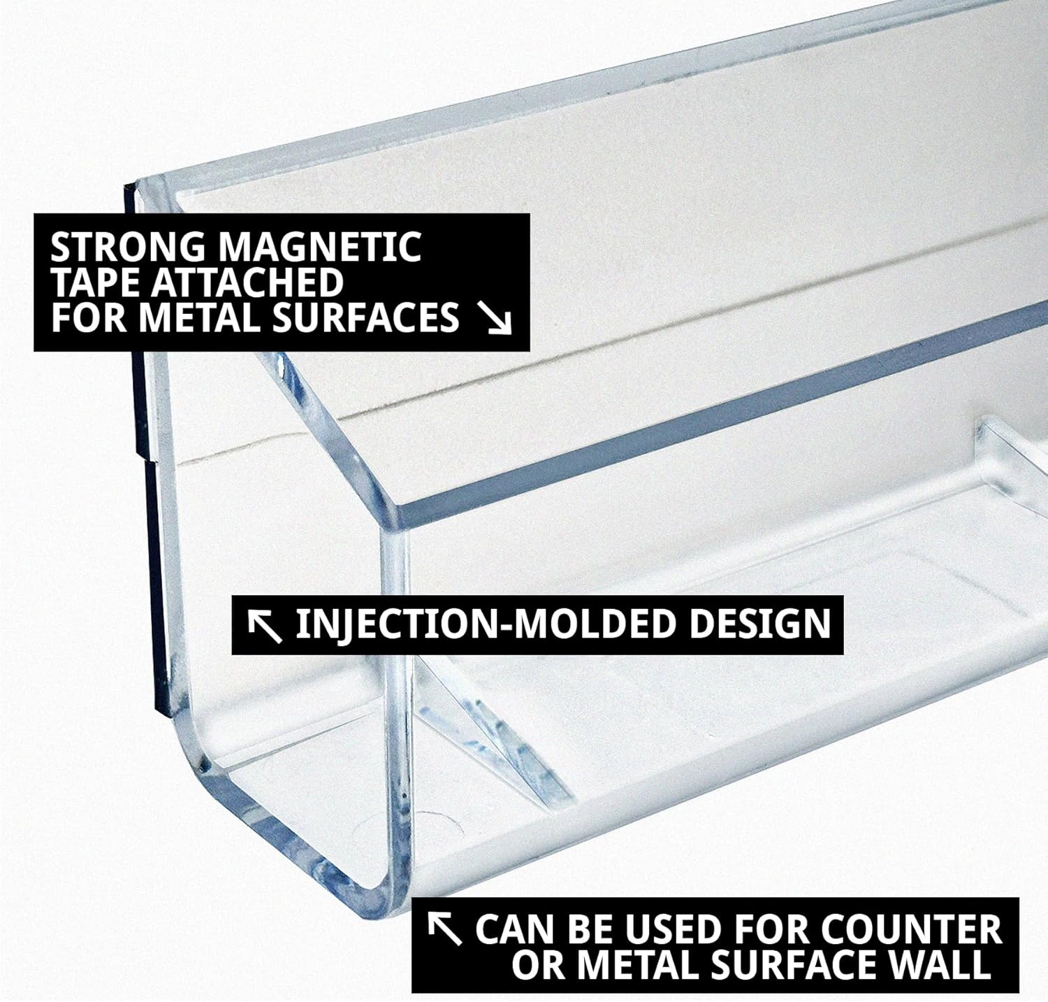 Azar Displays Magnetic Business Card Holders, 1-5/8in x 3-3/4in, Clear, Pack Of 10 Holders