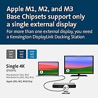 Kensington SD5700T Thunderbolt 4 Docking Station, Dual 4K, 90W PD - Window and Mac OS (K35175NA) Thunderbolt 4 Display: Dual USB C