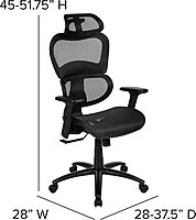 Flash Furniture LO Ergonomic Mesh Office Chair with 2-to-1 Synchro-Tilt, Adjustable Headrest, Lumbar Support
