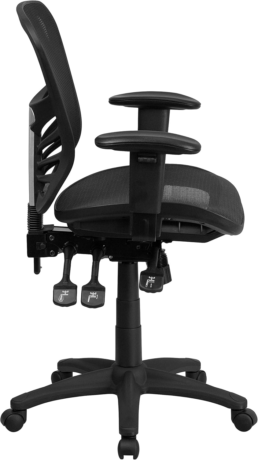 Flash Furniture Nicholas Mid-Back Transparent Black Mesh Multifunction Executive Swivel Ergonomic Office Chair