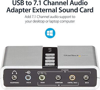 StarTech.com 7.1 USB Sound Card - External Sound Card for Laptop with SPDIF Digital Audio - Sound Card for PC