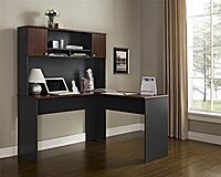 Ameriwood Home The Works 52inW L-Shaped Corner Desk, Cherry/Gray