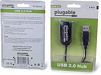 Plugable 2-in-1 USB Splitter with Dual USB 2.0 Ports, Compatible with Windows, Linux, macOS, Chrome OS, USB Multiport Hub for Laptops