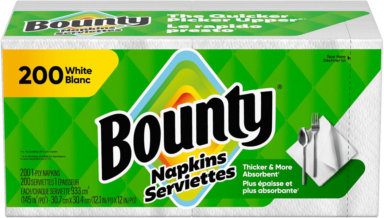 Bounty Quilted Napkins 1-Ply 12 1/10 x 12 White 200/Pack (96595PK)