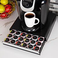 Mind Reader Single Serve Coffee Pod Drawer, 36 Pod Capacity, Countertop Organizer, Breakroom, 12.75"L x 13"W x 3"H, Black