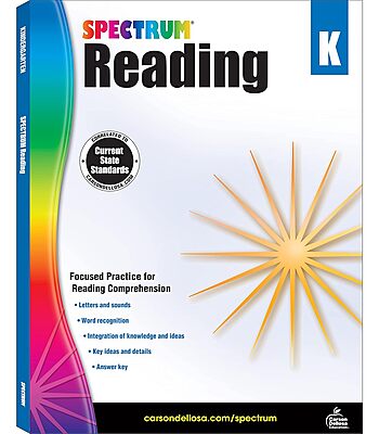 Spectrum Reading Comprehension Kindergarten Workbook, Ages 5 to 6, Kindergarten Reading Comprehension, Letters and Sounds