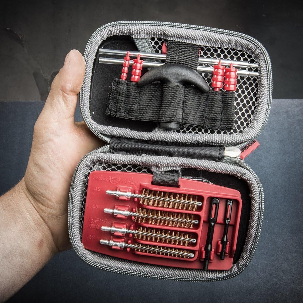 Real Avid Handgun Cleaning Kit - All-in-One 13 Piece Pistol Cleaning Kit with Cleaning Rod, Bore Brushes