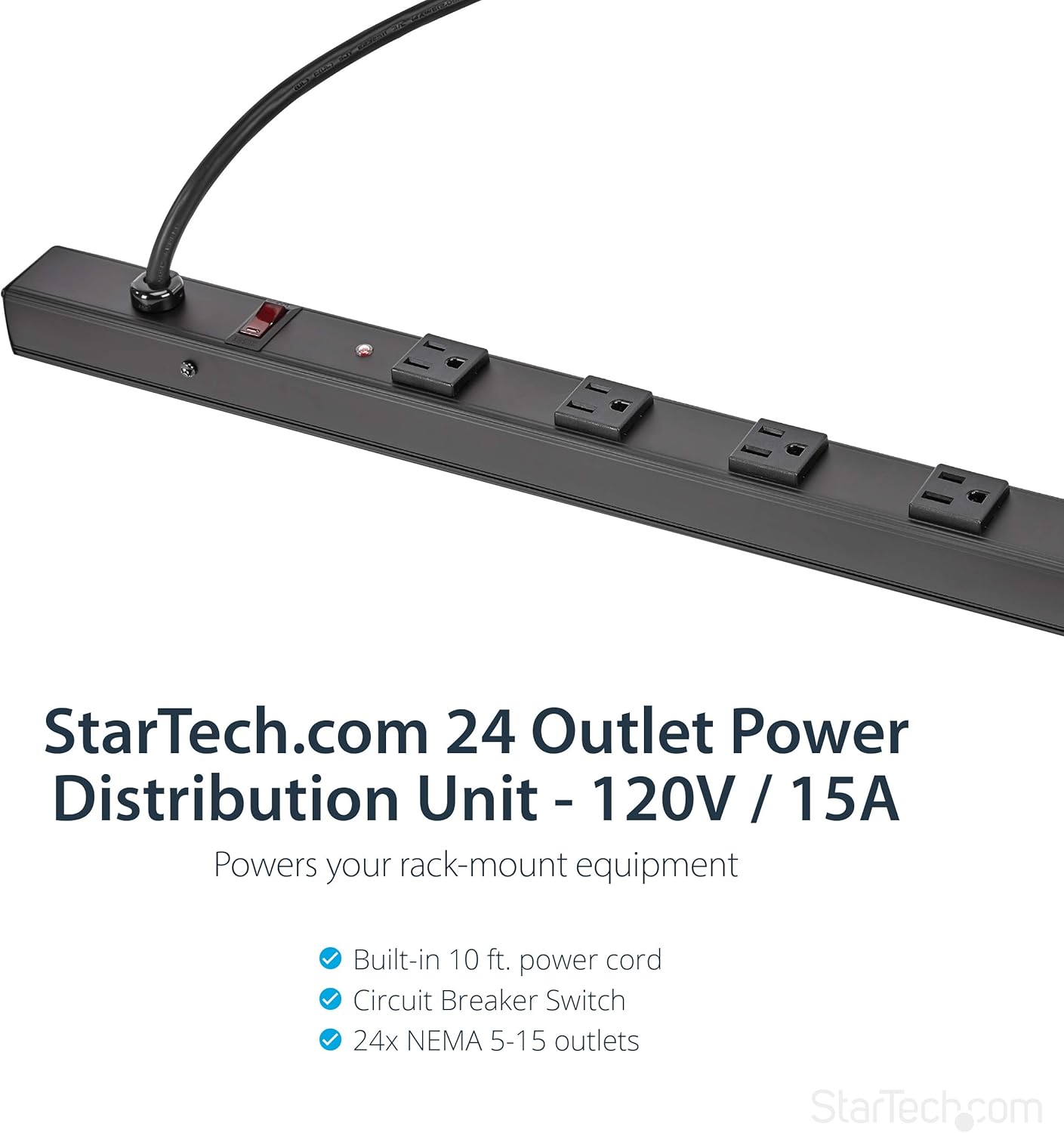 StarTech.com 24 Outlet 120V 15A Rackmount Power Strip - Power distribution strip (rack-mountable) - output connectors: 24