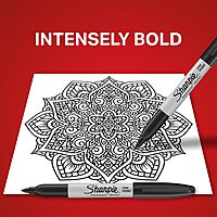 Sharpie Permanent Markers, Fine Tip, Black, 12 Count - For Classroom, Office, & Home, Quick Drying, Fade Resistant, For Wood, Plastic, Paper, Metal, And More, Ideal for Posters, Drawing, Coloring