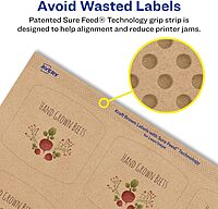 AVERY Kraft Brown Arched Square Labels, Sure Feed Technology, 2" x 2-3/16"
