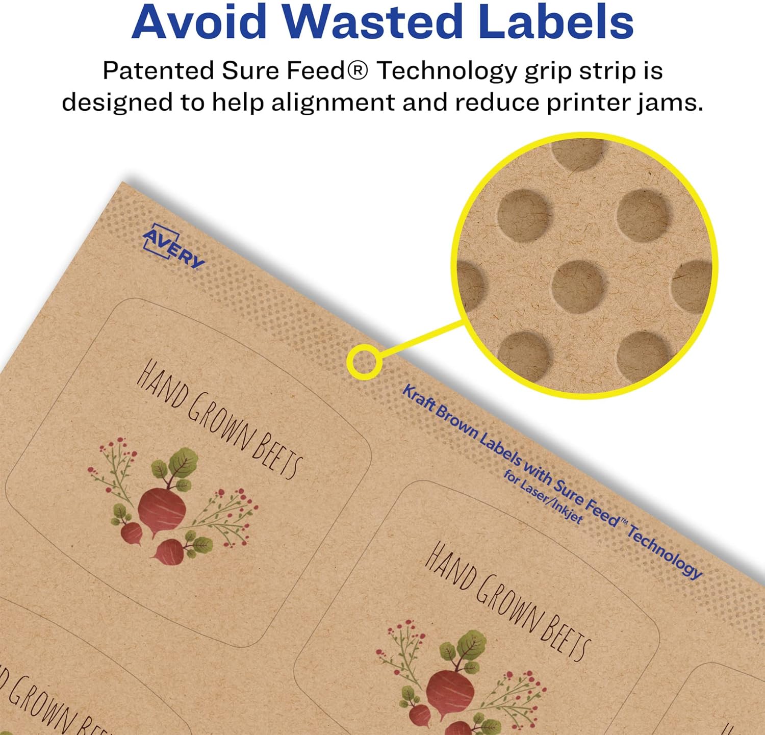 AVERY Kraft Brown Arched Square Labels, Sure Feed Technology, 2" x 2-3/16"