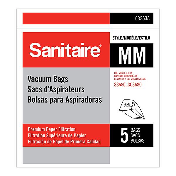 Sanitaire MM Premium Paper Bag (Pack of 5), Fits Models S3680 & SC3680 Canister Vacuums, 63253A, White