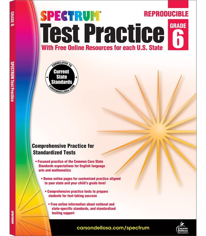 Spectrum Grade 6 Test Practice Workbooks, Ages 10 to 11, Math, Language Arts