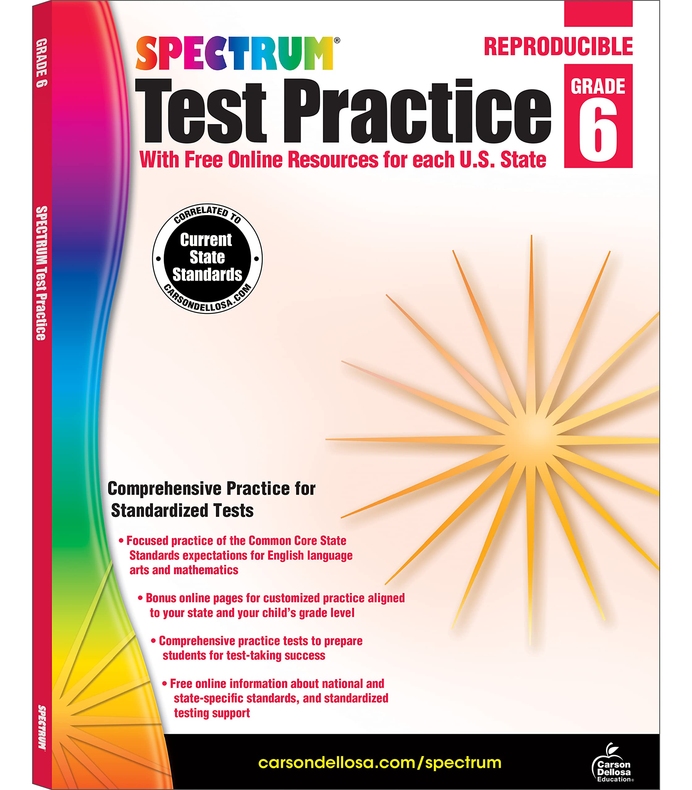 Spectrum Grade 6 Test Practice Workbooks, Ages 10 to 11, Math, Language Arts