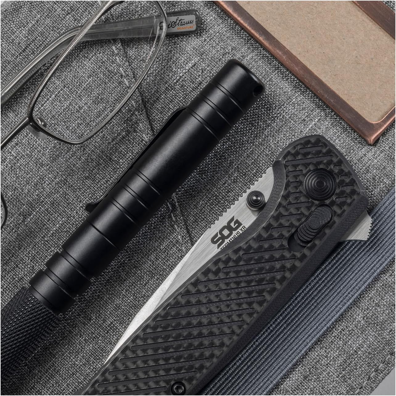 SOG Terminus XR Ergonomic Ambidextrous Lightweight Sleek Balanced Folding Knife| G10 Carbon Fiber Handle | S35VN Steel Blade
