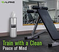 Alpine Stainless Steel Disinfecting Wipes Dispenser Floor Stand - Large Capacity Gym Wipes Dispenser with Trash Can, Smudge Resistant Coating Sanitizing Stand - Disinfectant Wipes Container Included