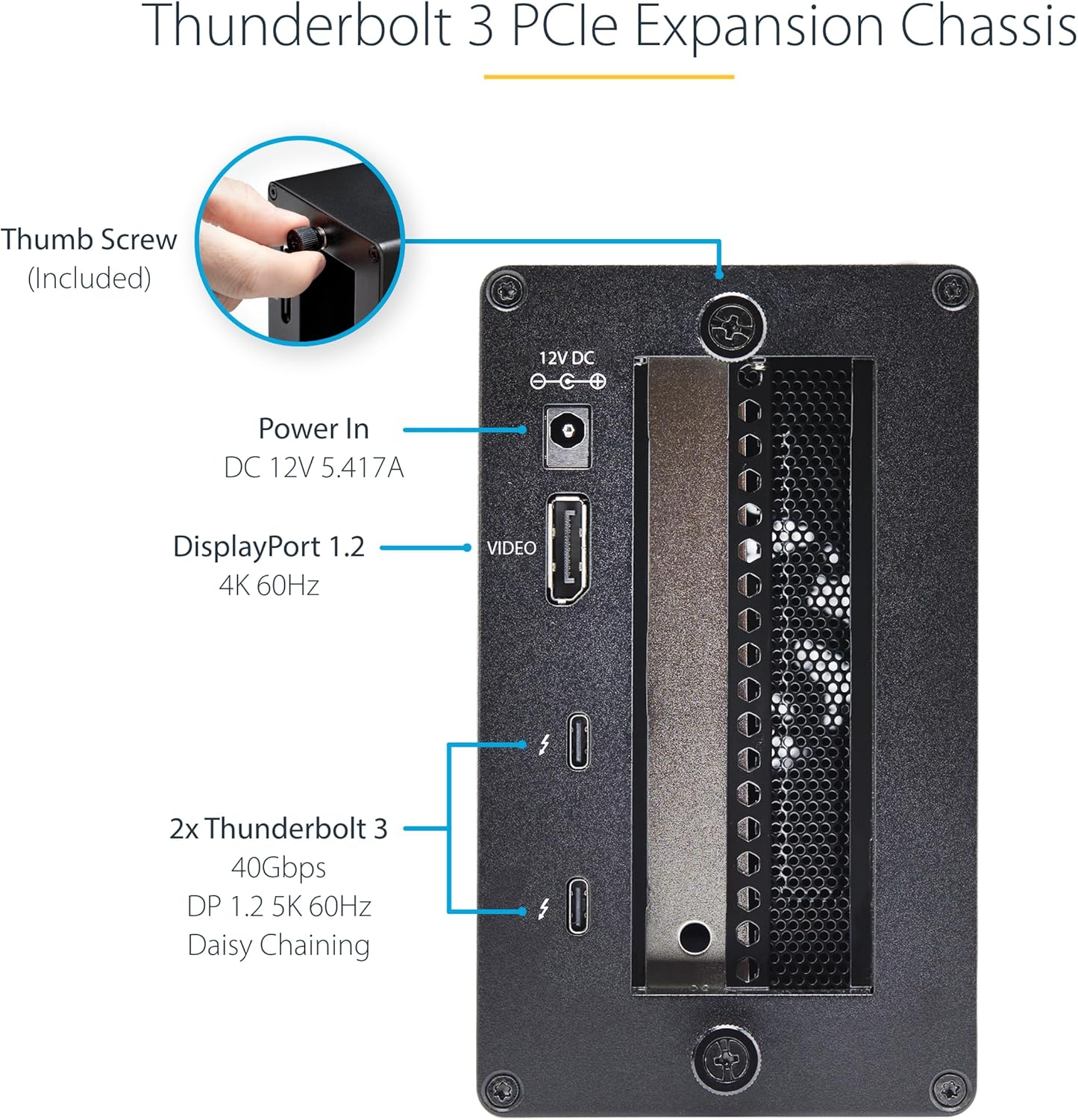 StarTech.com Thunderbolt 3 PCIe Expansion Chassis, External Enclosure With One PCI Express Slot for Laptops / Desktops, TAA