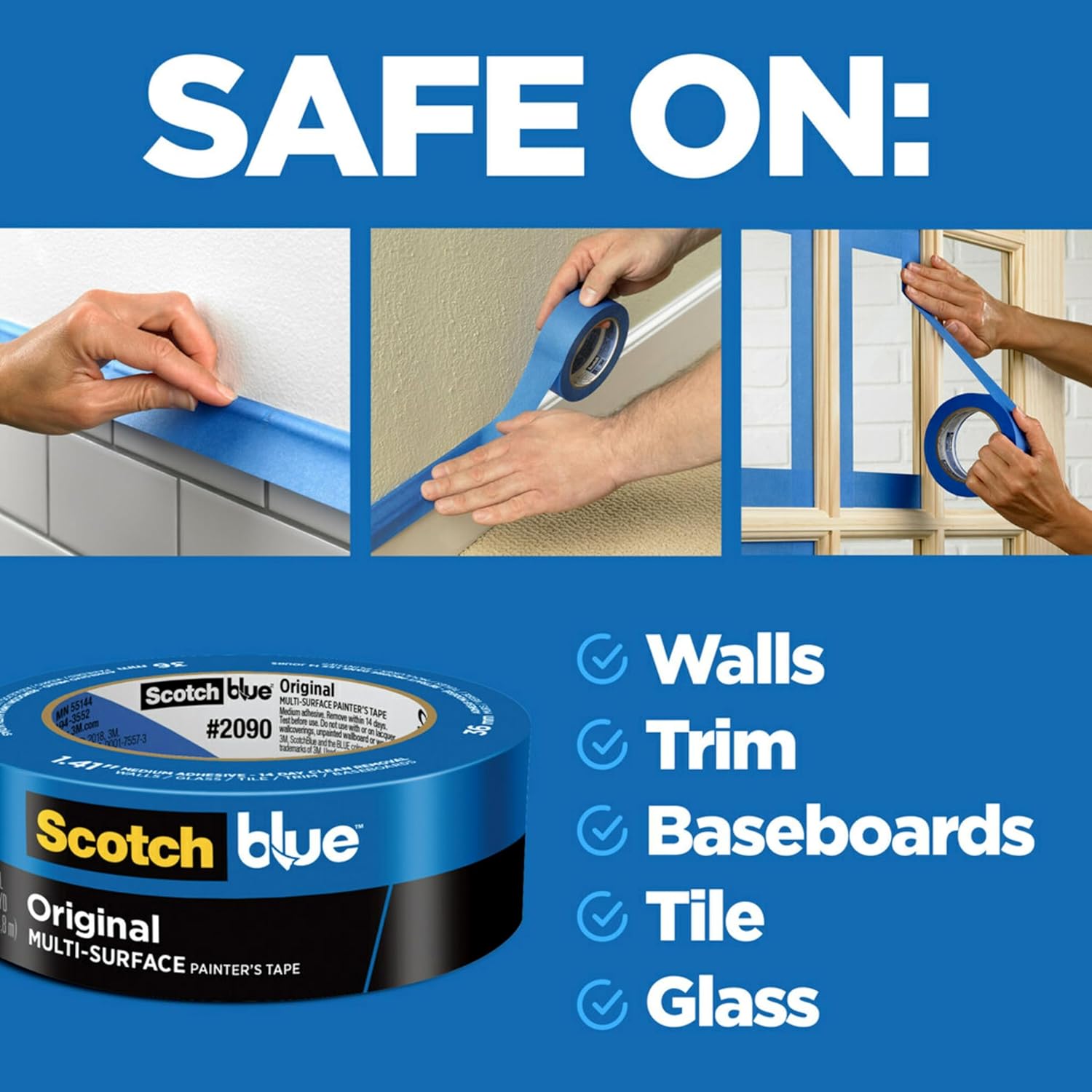 ScotchBlue Original Multi-Surface Painters Tape, 2 Inch Wide (1.88 In. x 60 Yds)